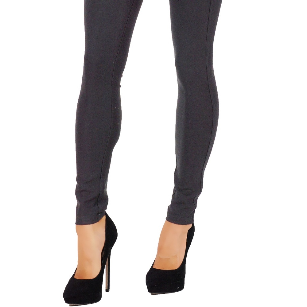 Ponte Knit Slim Fit Pants Pull-Up Style Leggings - Picture 3 of 3